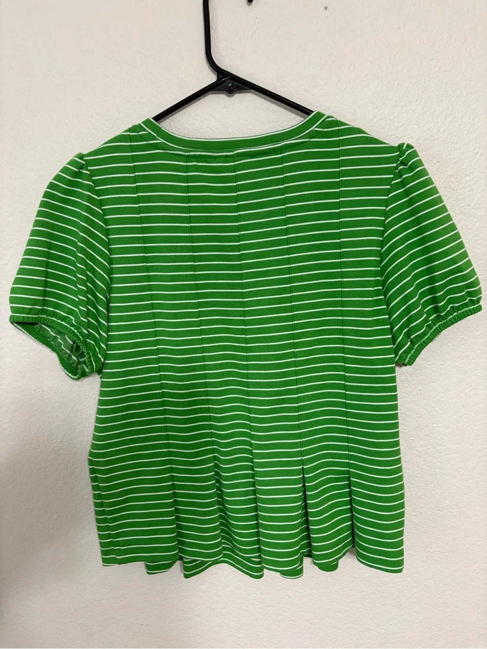 Maeve by Anthropologie Green Striped Peplum Top – Size M